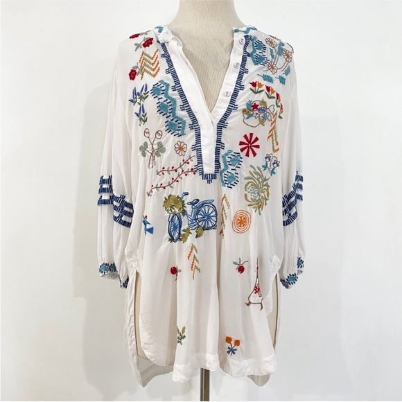 Johnny Was 100% silk embroidered blouse NEW - Picture 2 of 15